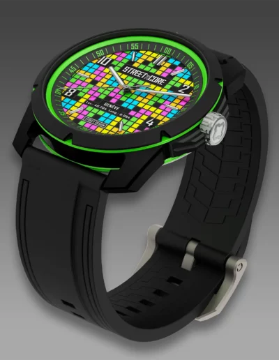 StreetCore219 Watch. Model: Pixel Green Titanium. Collection: Pop