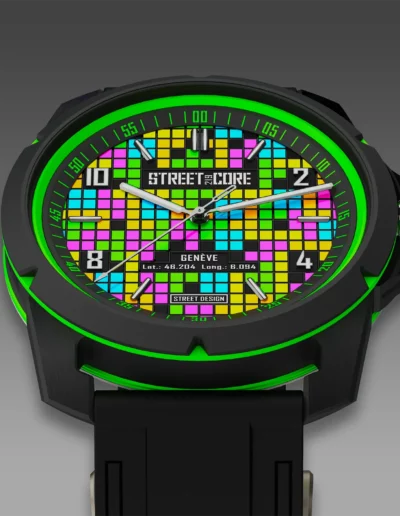 StreetCore219 Watch. Model: Pixel Green Titanium. Collection: Pop